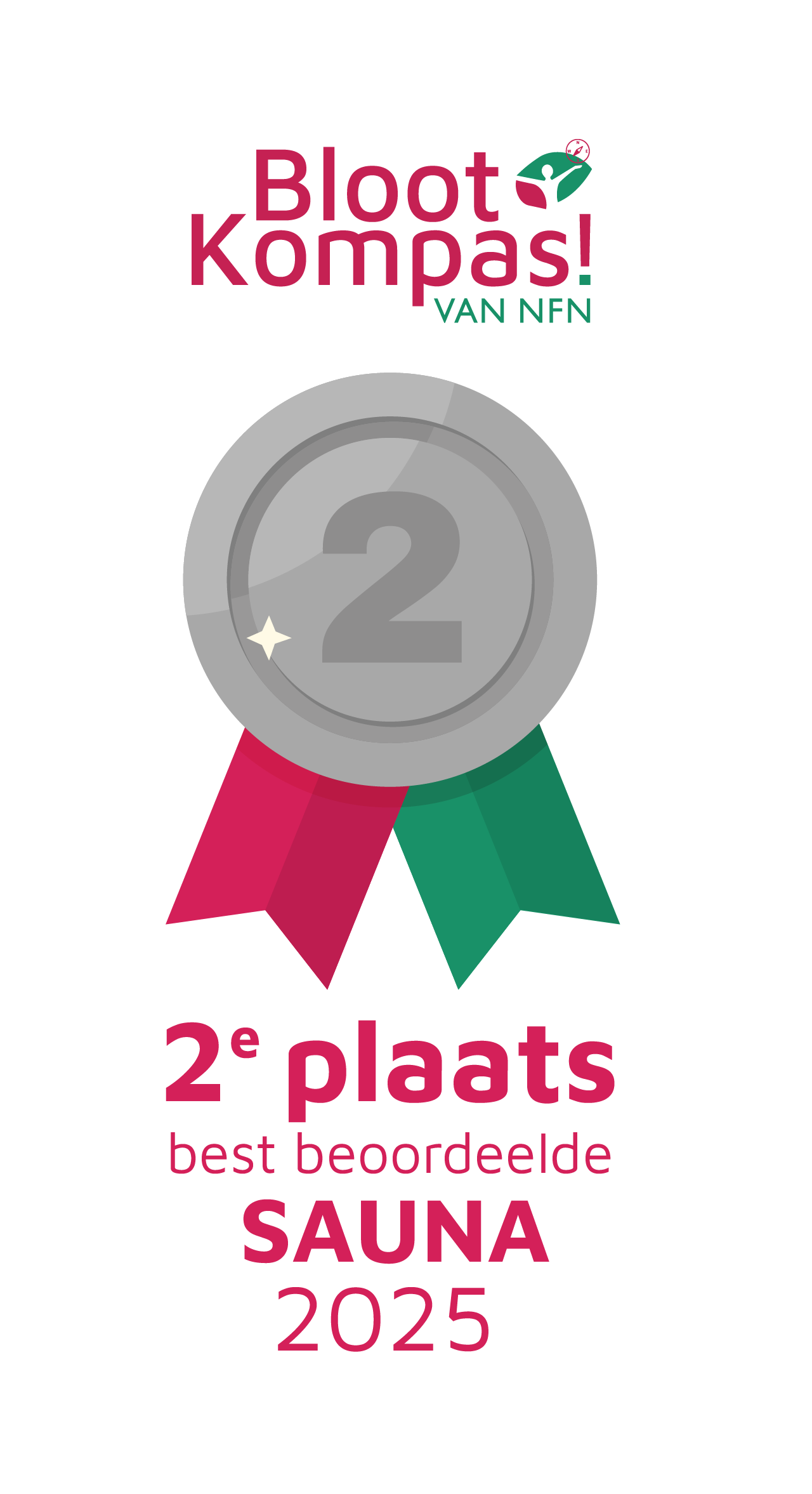 Vitae Wellness Resort Roosendaal is op de tweede plaats geëindigd bij de BlootKompas! Awards 2025 in de categorie ‘Best beoordeelde Sauna’!